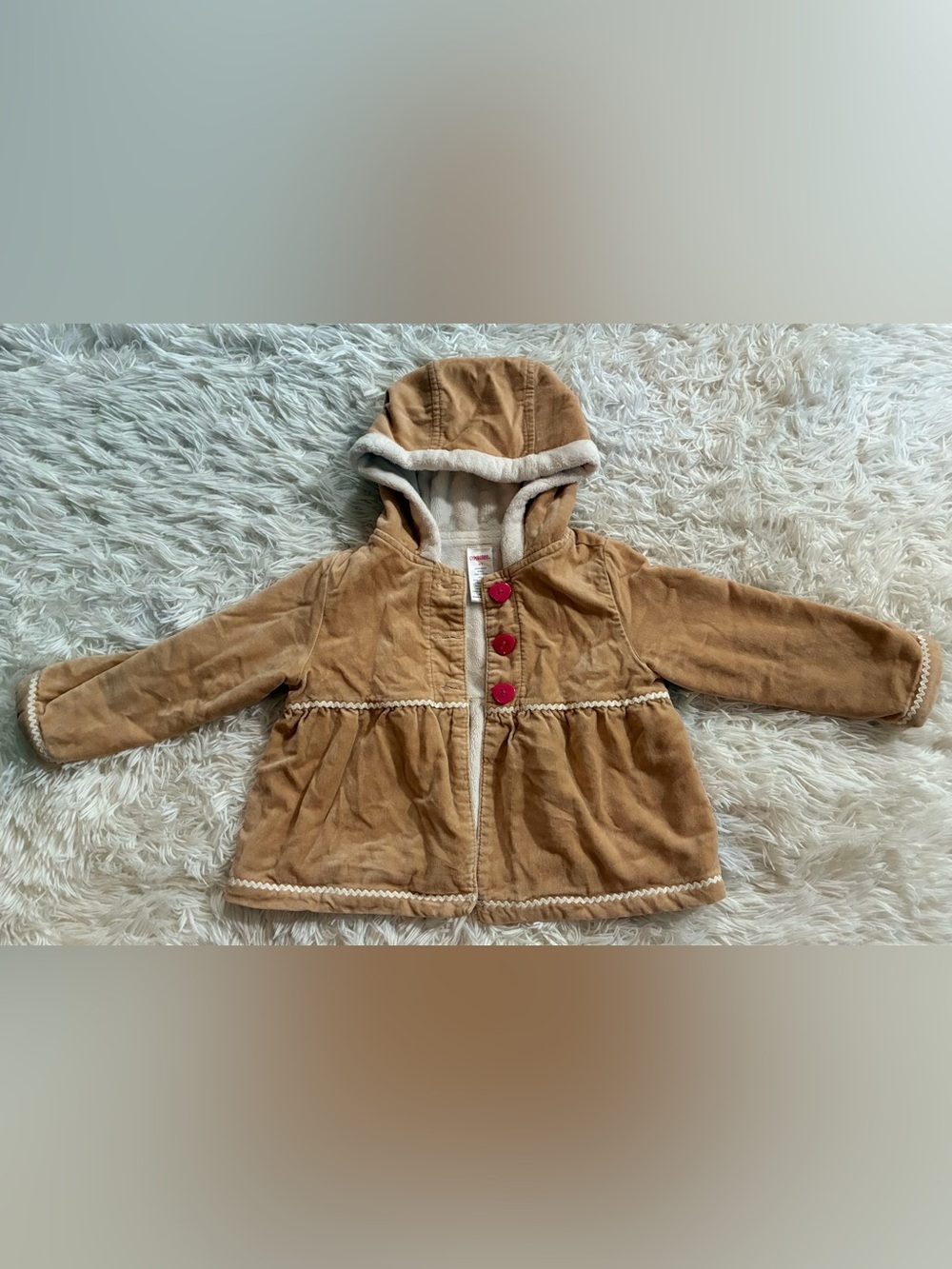 Vintage Gymboree Holiday Christmas Gingerbread Cookie Coat Jacket Tan Girls 4T